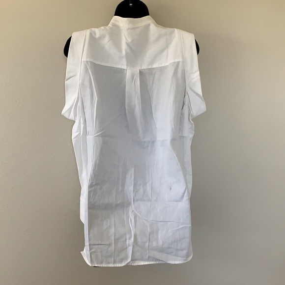 BCBG MaxAzria Nishani Cold Shoulder Bib Collar Button Down Long Sleeve Shirt - Picture 8 of 13